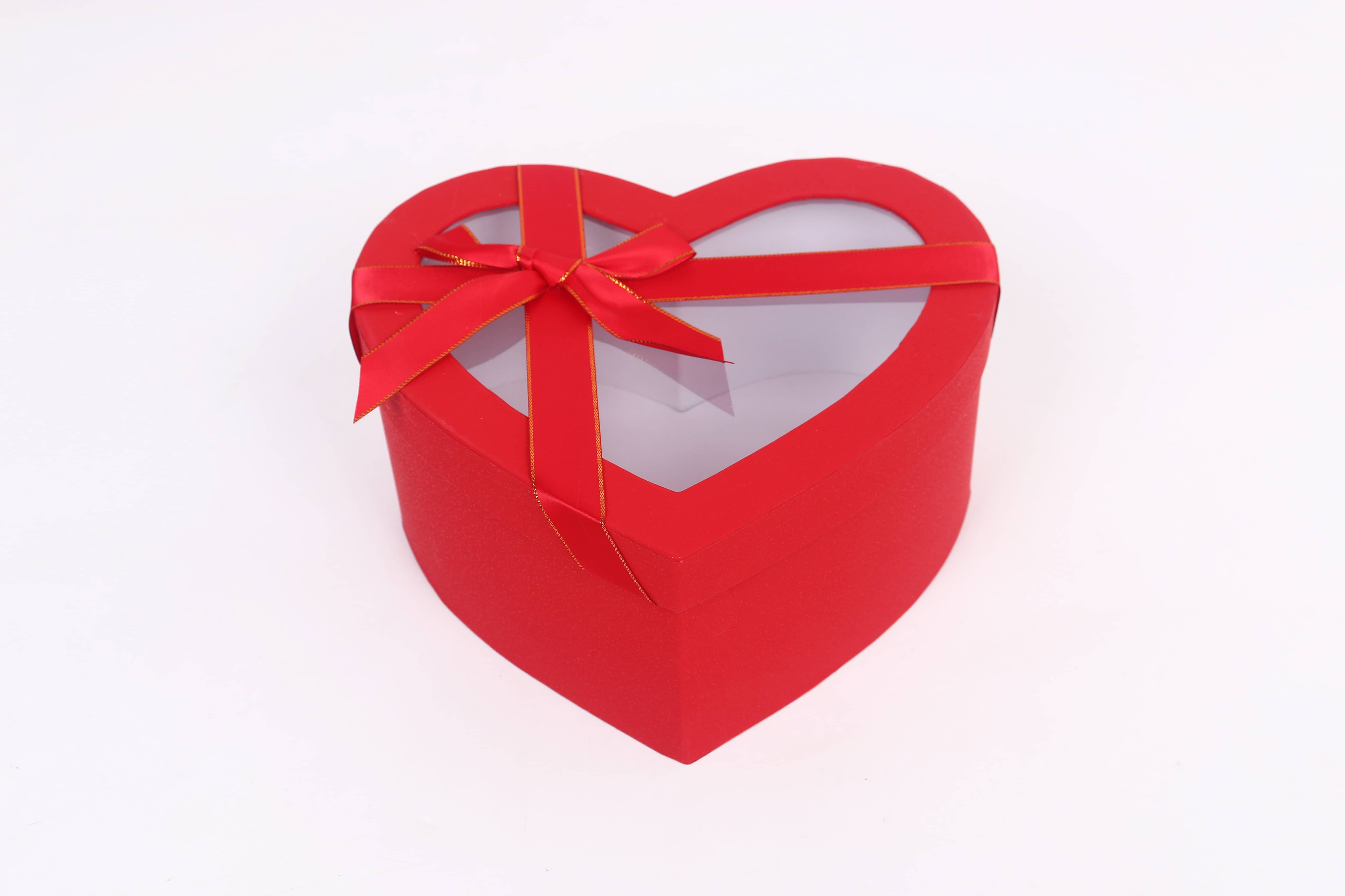 3407# Heart-shaped Window Gift Box, Bow Ribbon Souvenir Box, Holiday Gift Box pic 1