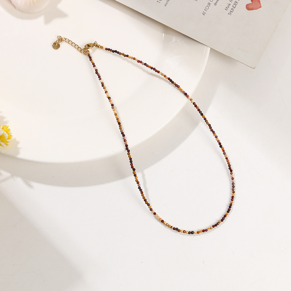Natural crystal necklace, small particle natural stone neck chain, clasp chain, layering magic necklace pic 4