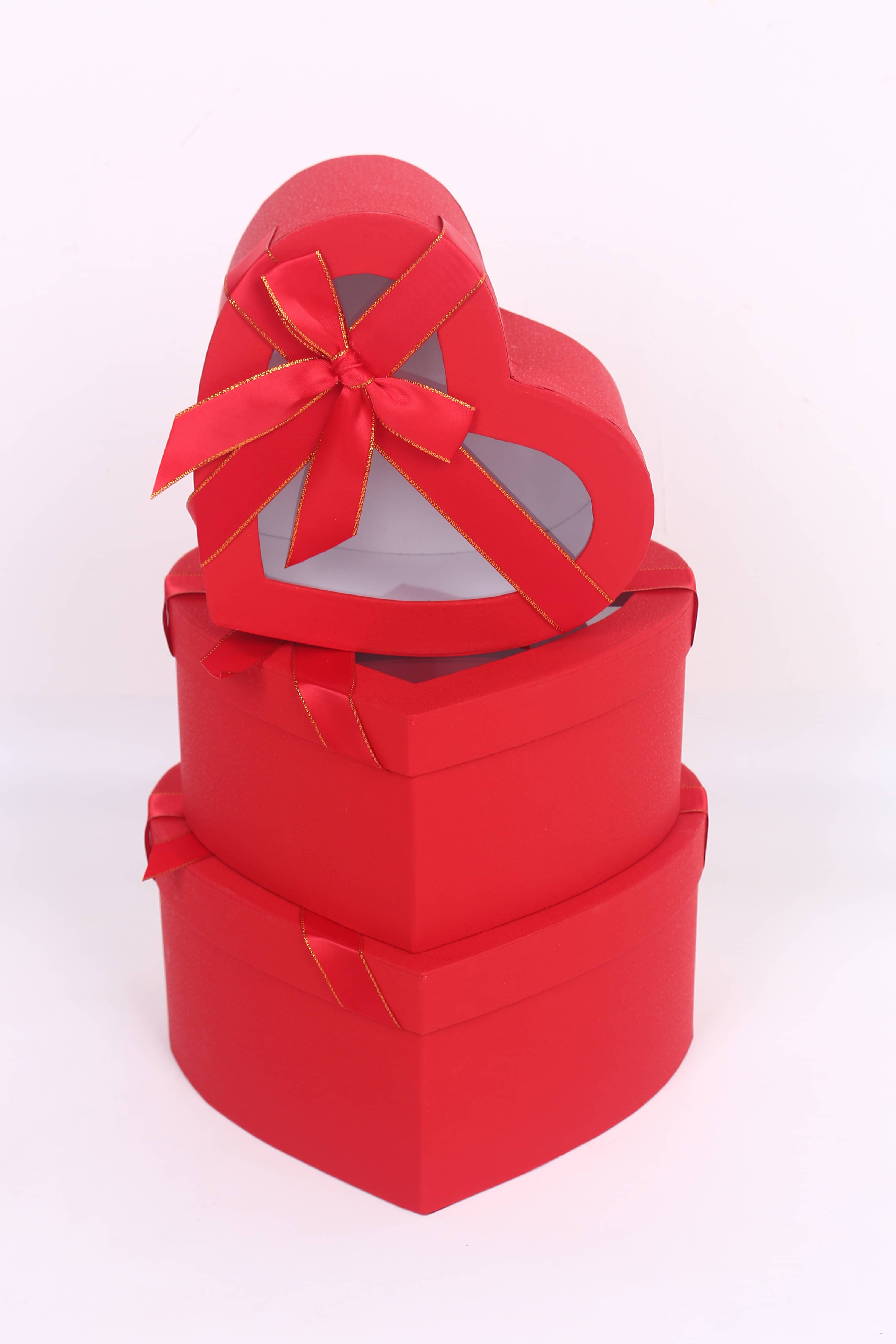 3407# Heart-shaped Window Gift Box, Bow Ribbon Souvenir Box, Holiday Gift Box details Picture