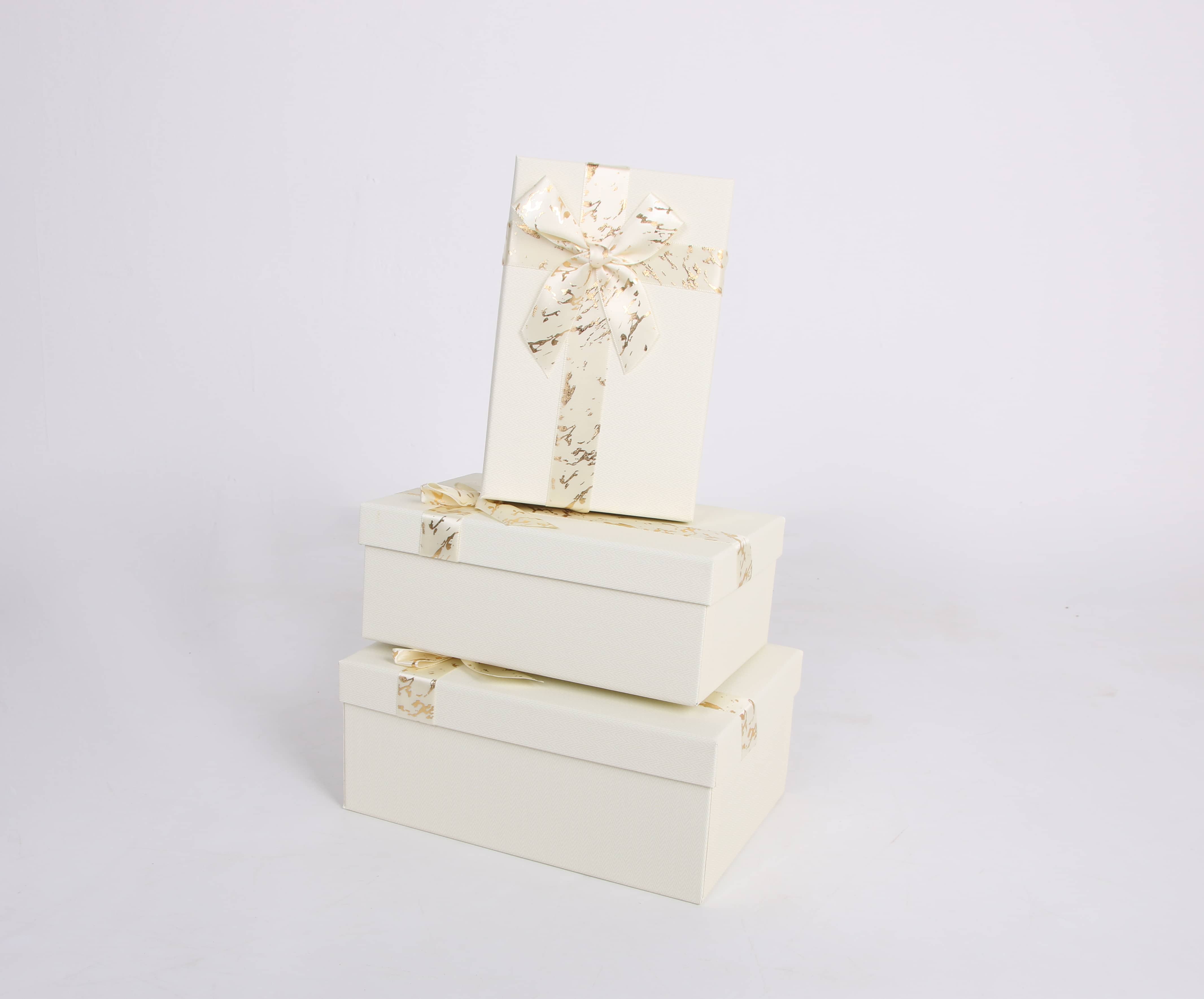 3404# Rectangular three-piece set, gilded stone pattern ribbon Gift box, souvenir, festival gift packaging box, exquisite gift box, special paper gift box, factory direct sales Item Picture