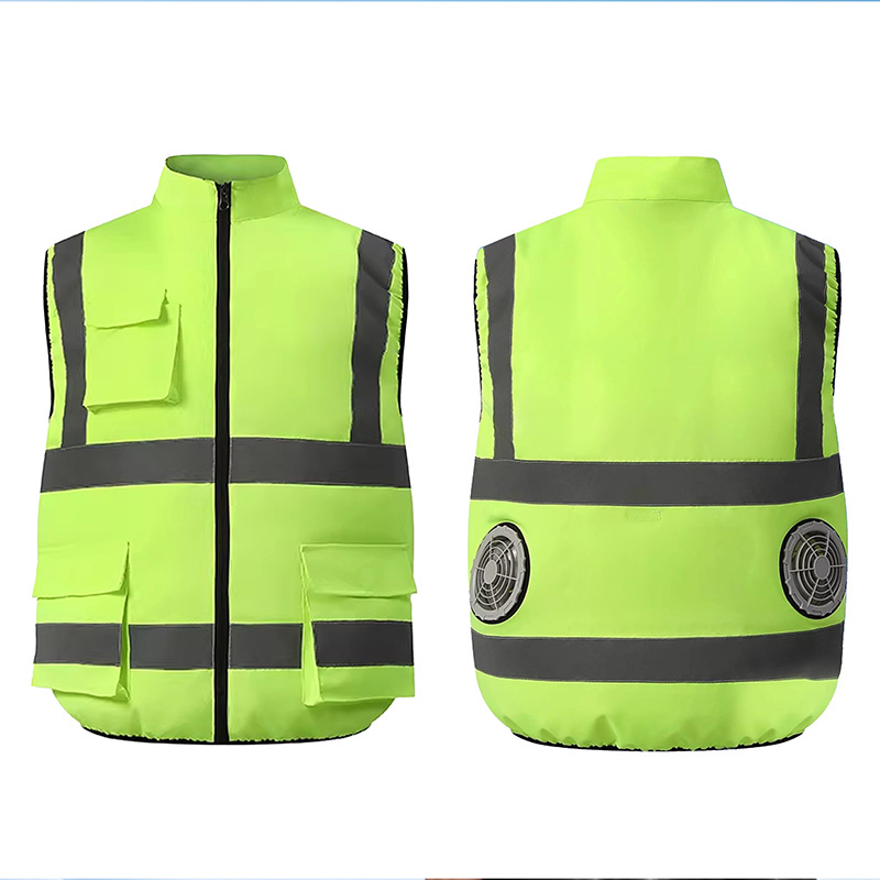 空调衣服降温工作服带风扇反光安全背心荧光绿工地施工工装男