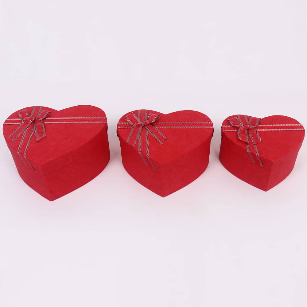 3407# Heart-shaped Gift Box, Large Three-piece set, Bow Ribbon Souvenir Box, Holiday Gift Box pic 2