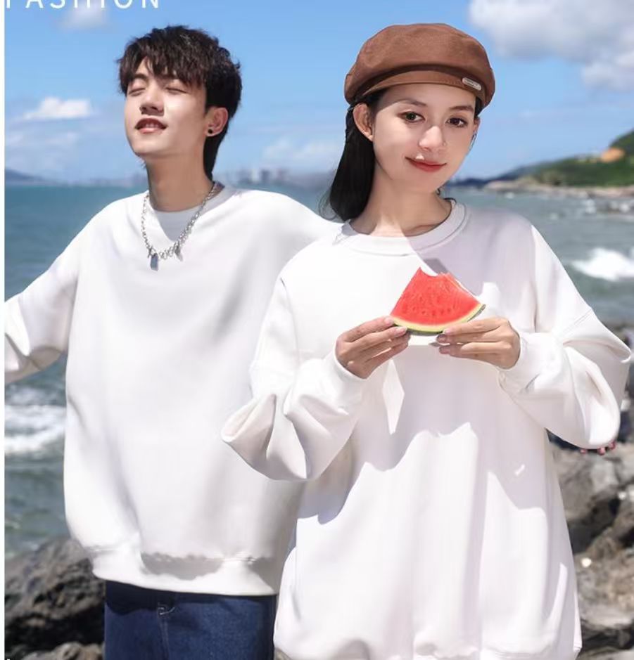 LLFZ-0311 Pearl cotton round-neck large drop shoulder sweatshirt details Picture