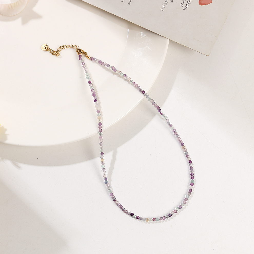 Natural crystal necklace, small particle natural stone neck chain, clasp chain, layering magic necklace pic 5