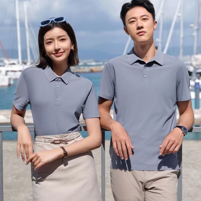 LLFZ-T51 Mark Series Copper ammonia Brocade two-level collar lapel Polo for both men and women