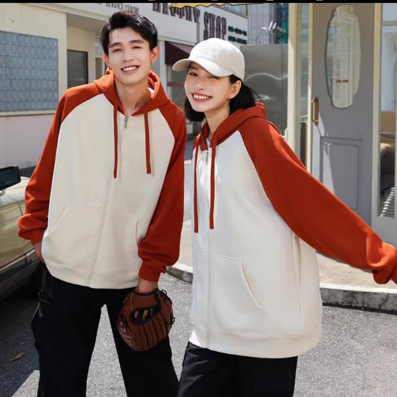 LLFZ-W003 Korean cotton straight striped hoodie, thick hat, zipper shirt with shoulder straps, unisplendour Specification image
