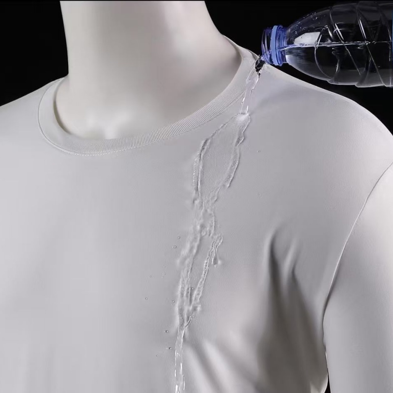 LLFZ-1122 White T-shirt with waterproof and stain-resistant round neck (three-proof: waterproof/stain-resistant/dustproof) Summer short-sleeved white T-shirt for men and women