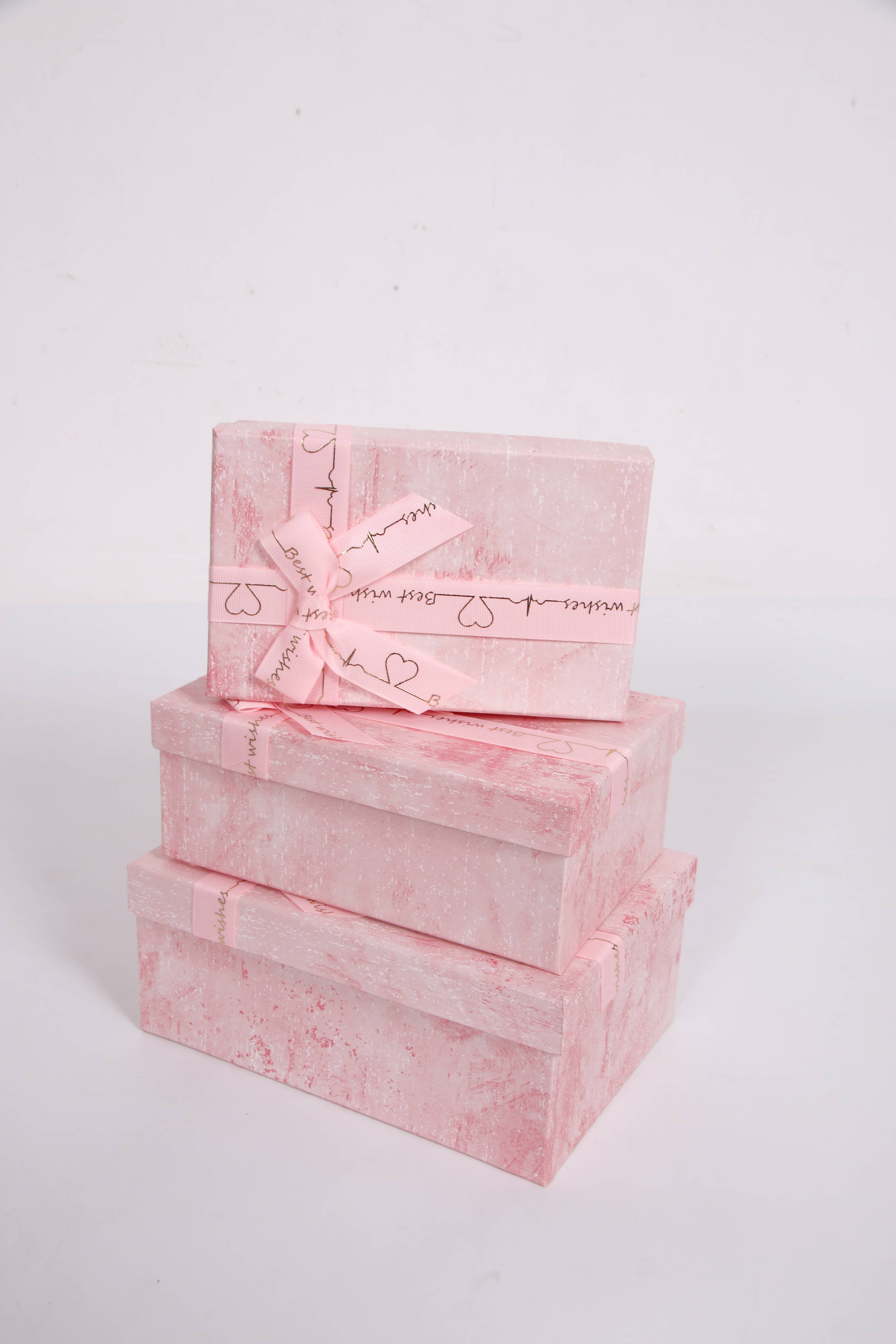 3404# Rectangular three-piece set Threaded Ribbon Gift Box, Souvenir, festival gift Packaging box, Exquisite gift box, special paper gift box, factory direct sales Specification image