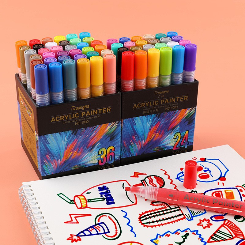 Guangna 48-color acrylic marker pen set, waterproof ceramic painting, stone graffiti, painting pen, water-based marker pen Specification image