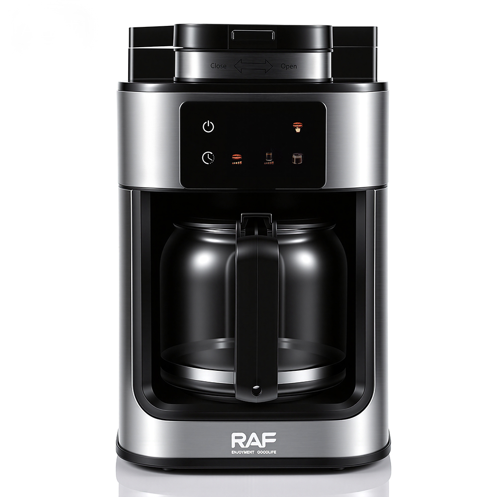 RAF European and American fully automatic coffee machine with a grinding drip coffee pot, timer touch screen coffee machine, 1L details Picture