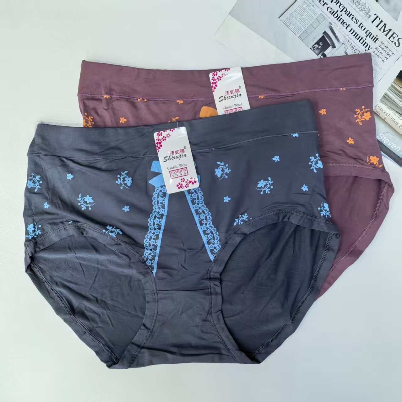 1641# Underwear for export to the Middle East and Africa. Women's sexy and romantic underwear with printed elastic waist and waist, women's triangle pants, QNI Application Scenario
