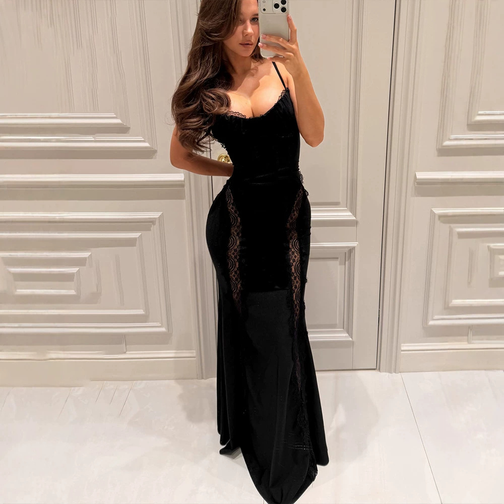 Black halter dress, V-neck lace, party fashion women's dress, dress, dress, dress Specification drawing