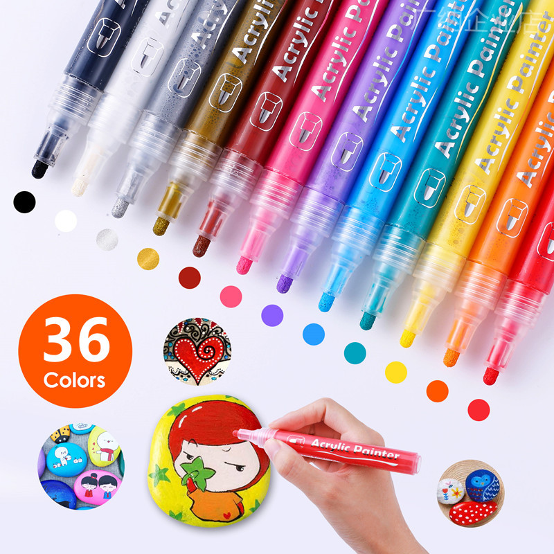 Guangna 48-color acrylic marker pen set, waterproof ceramic painting, stone graffiti, painting pen, water-based marker pen details Picture