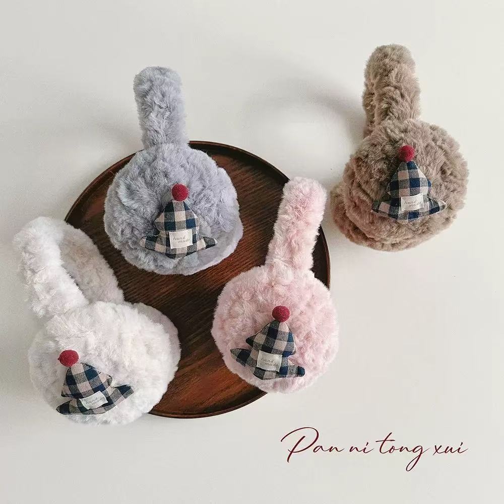 Faux rabbit fur ear cups for girls, foldable ear cups, winter children's warm plush ear covers Specification image