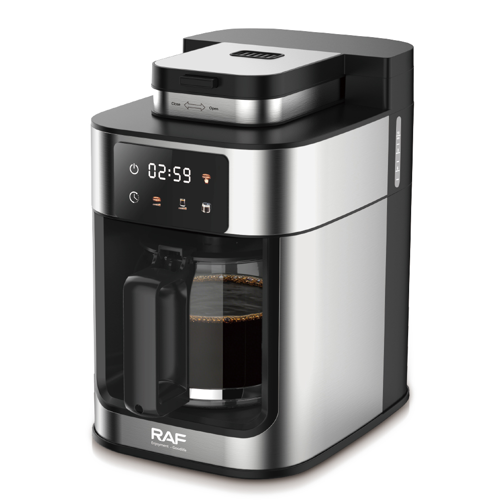 RAF European and American fully automatic coffee machine with a grinding drip coffee pot, timer touch screen coffee machine, 1L Specification image