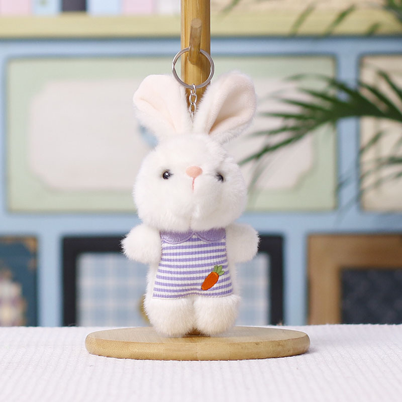 Embroidered one-piece rabbit creative 4-inch plush pendant, claw machine doll, key pendant, car schoolbag pendant, gift, cartoon transformation keychain, costume-changing doll pendant, plush toy, cute wholesale details Picture