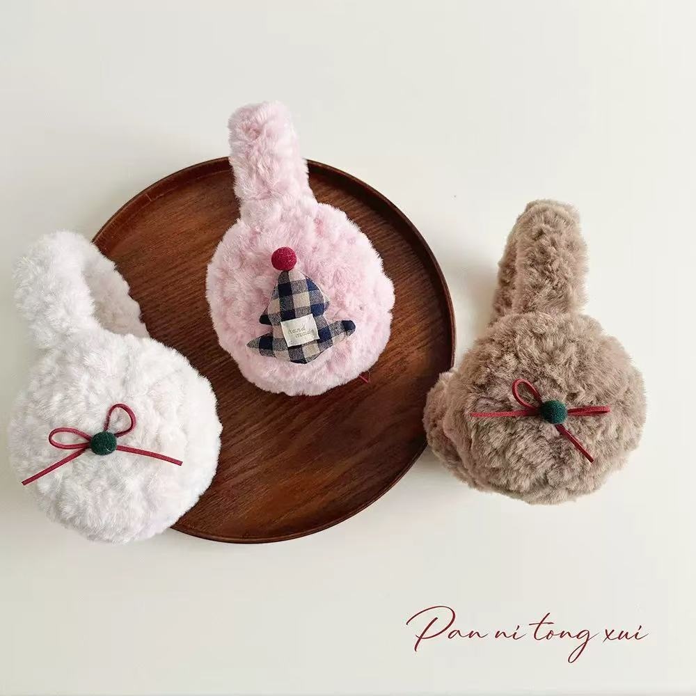 Faux rabbit fur ear cups for girls, foldable ear cups, winter children's warm plush ear covers