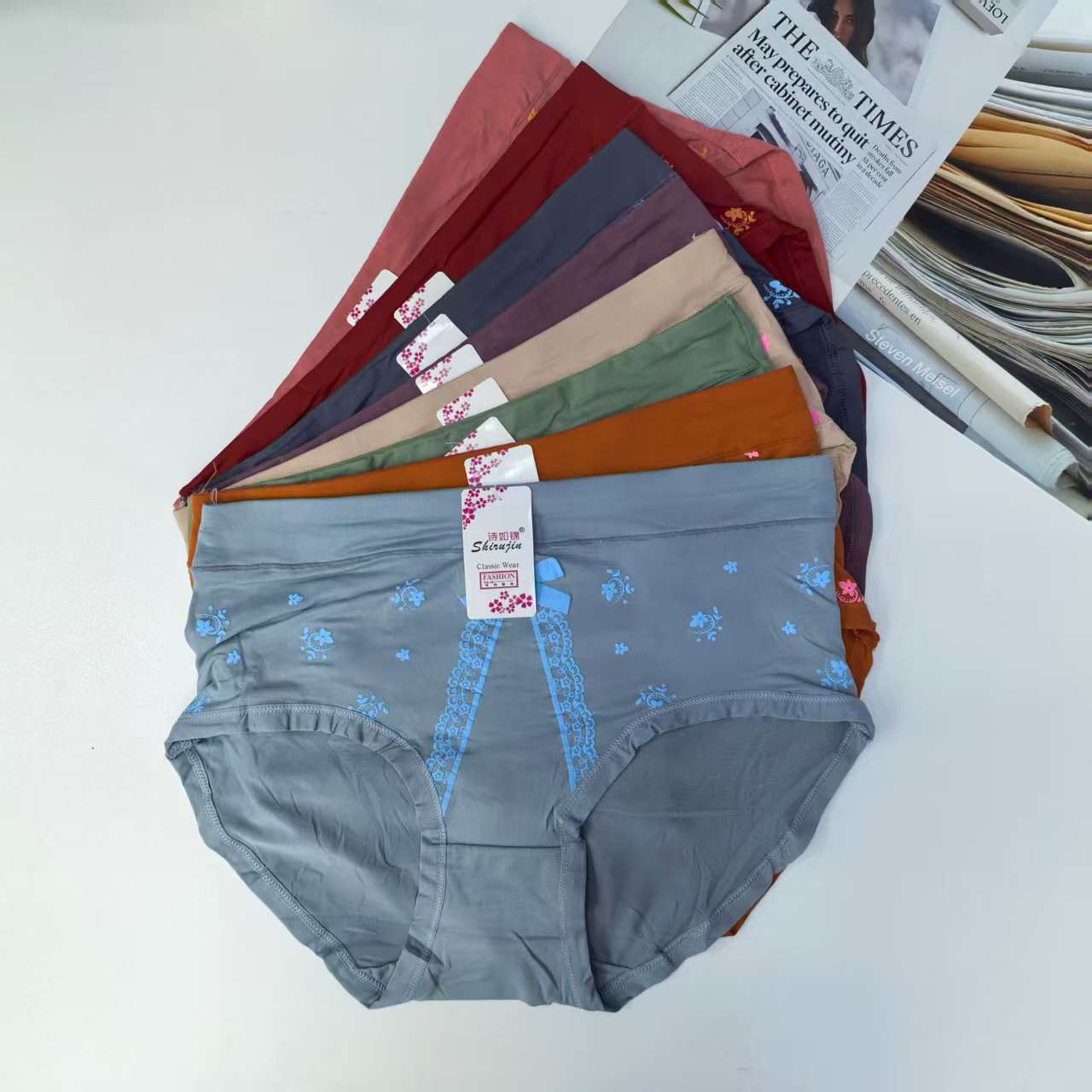 1641# Underwear for export to the Middle East and Africa. Women's sexy and romantic underwear with printed elastic waist and waist, women's triangle pants, QNI details Picture