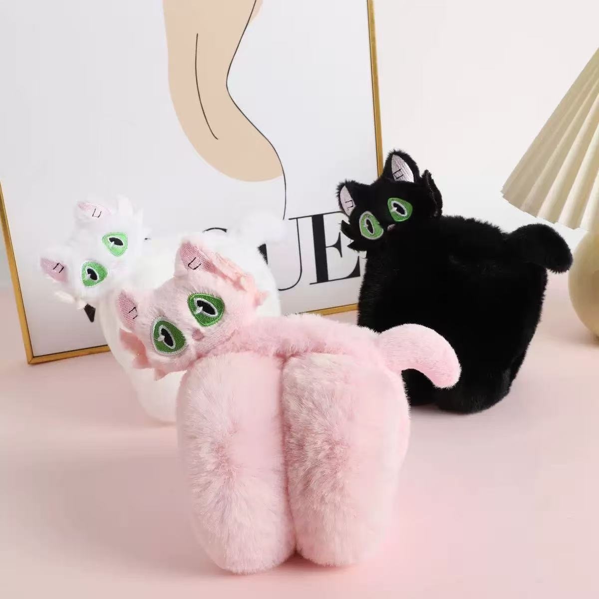 Dongdaemun girl Korean version cat ear cups, foldable thickened plush ear warm, super cute little cat funny adult ear cups