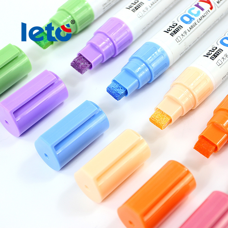 Letu large-capacity acrylic marker pen, square thick head, stackable color, non-permeable paper art special doodle drawing marker pen Specification image