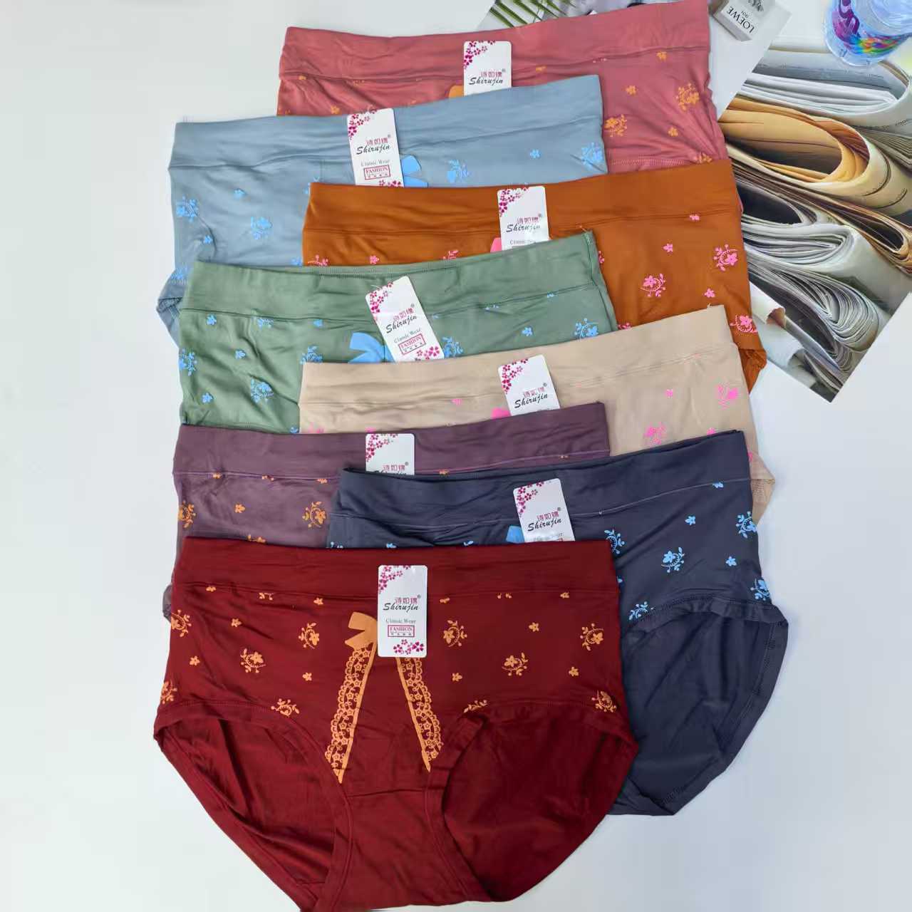 1641# Underwear for export to the Middle East and Africa. Women's sexy and romantic underwear with printed elastic waist and waist, women's triangle pants, QNI full figure