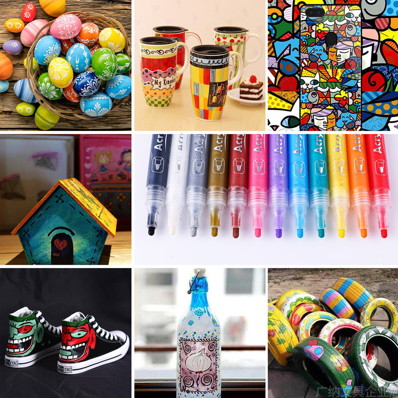 Guangna 48-color acrylic marker pen set, waterproof ceramic painting, stone graffiti, painting pen, water-based marker pen Application Scenario