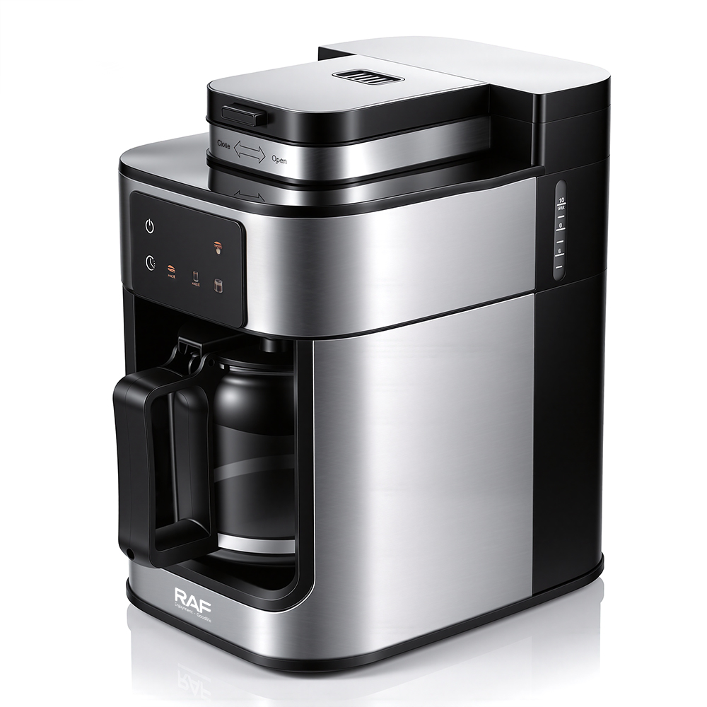 RAF European and American fully automatic coffee machine with a grinding drip coffee pot, timer touch screen coffee machine, 1L Application Scenario