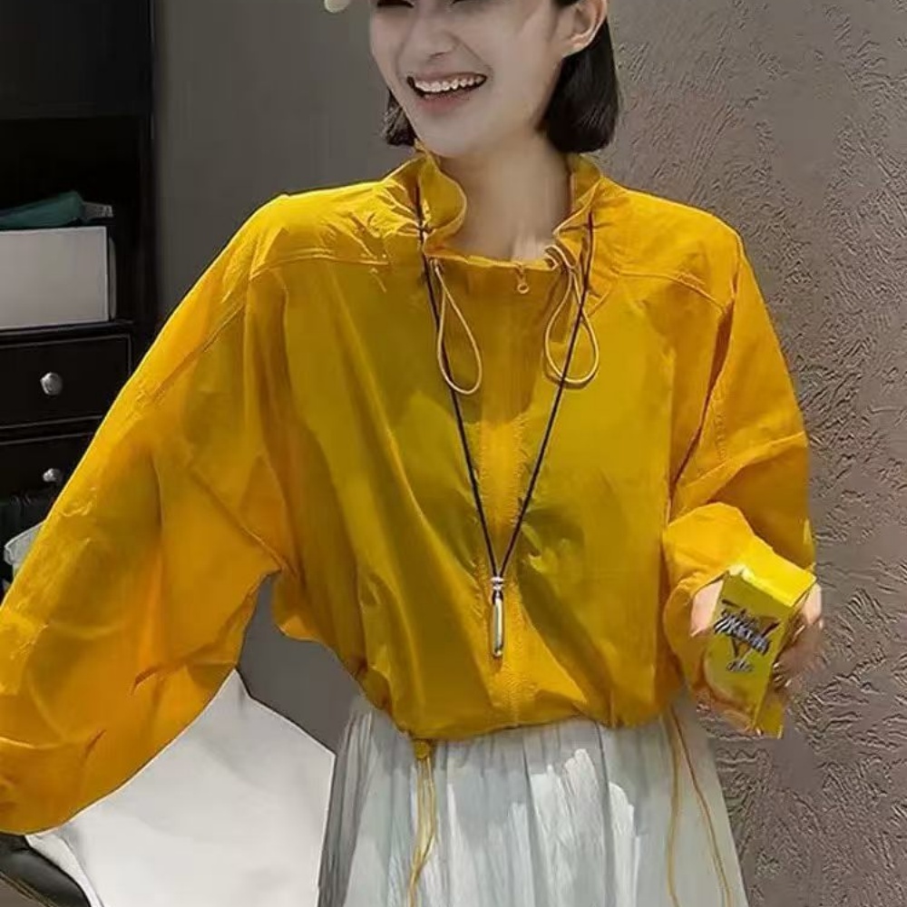 糖果色轻薄抽绳收腰防晒外套女欧货2026年夏季新款百搭显瘦防晒衣