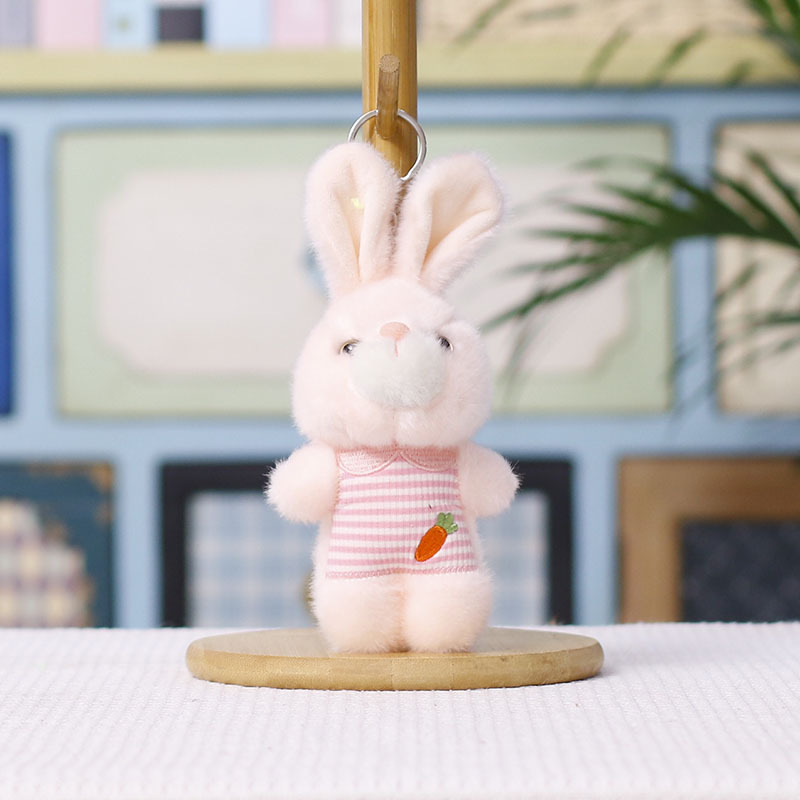Embroidered one-piece rabbit creative 4-inch plush pendant, claw machine doll, key pendant, car schoolbag pendant, gift, cartoon transformation keychain, costume-changing doll pendant, plush toy, cute wholesale Specification image