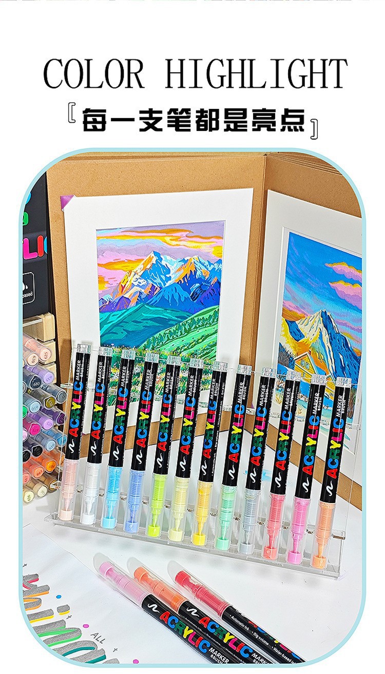Guangna 8101 Acrylic Mark Straight liquid type soft tip no-press student good drawing doodle pen Waterproof marker pen pic 11
