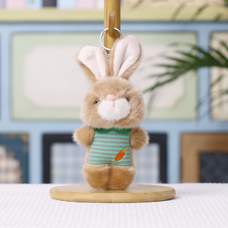 Embroidered one-piece rabbit creative 4-inch plush pendant, claw machine doll, key pendant, car schoolbag pendant, gift, cartoon transformation keychain, costume-changing doll pendant, plush toy, cute wholesale Application Scenario