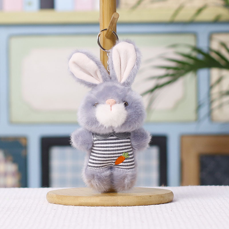 Embroidered one-piece rabbit creative 4-inch plush pendant, claw machine doll, key pendant, car schoolbag pendant, gift, cartoon transformation keychain, costume-changing doll pendant, plush toy, cute wholesale Item Picture