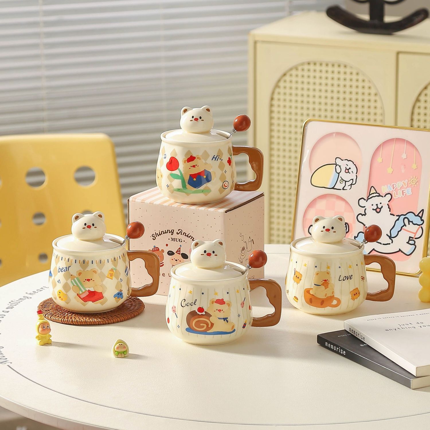 Play Bear Park Cup Beads, cartoon mugs, birthday gifts for girls, souvenirs, water cups, couple mugs, ceramic cups details Picture