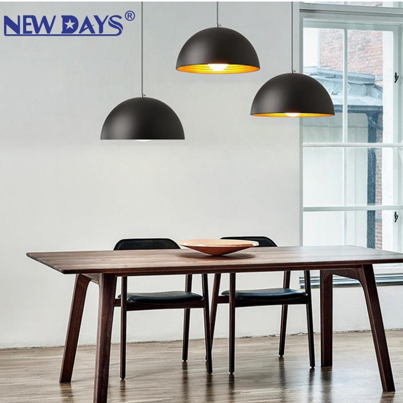 NEWDAYS brand cross-border led lighting fixtures, simple and creative semi-circular chandeliers, indoor aluminum lighting fixtures, black lampshades for living room and dining room lighting fixtures Item Picture