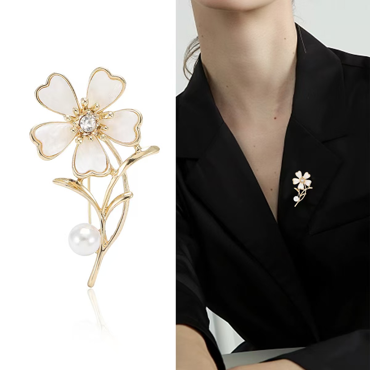 Versión coreana de moda flor broche de alto grado cien con accesorios temperamento simple chal hebillas anti-going pin mujeres al por mayor Application Scenario