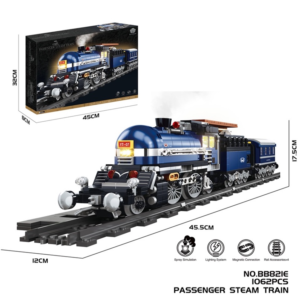 Retro spray building block-shaped train Specification image