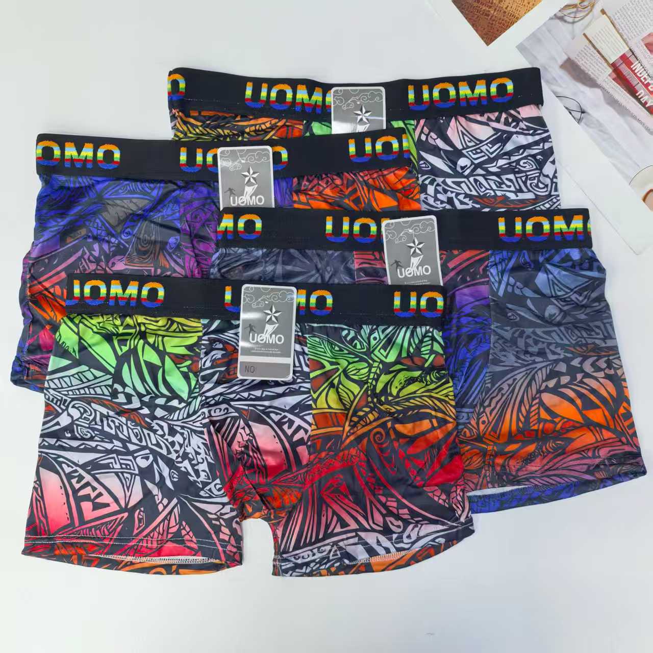 Underwear export to the Middle East and Africa men's underwear, men's printed milk silk briefs, jacquard waist men's underwear, QNI details Picture