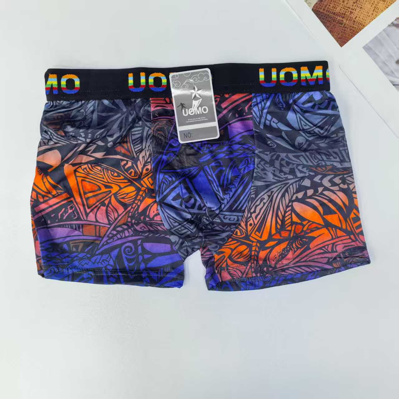 Underwear export to the Middle East and Africa men's underwear, men's printed milk silk briefs, jacquard waist men's underwear, QNI Item Picture