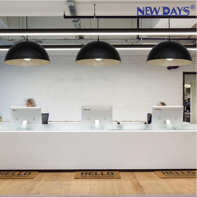 NEWDAYS brand cross-border led lighting fixtures, simple and creative semi-circular chandeliers, indoor aluminum lighting fixtures, black lampshades for living room and dining room lighting fixtures details Picture