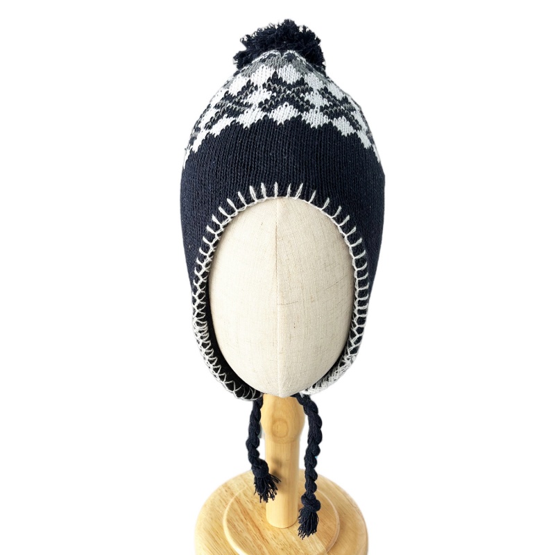 Winter new fleece knitted cap, wool ball ear cap, cross-border Amazon knitted warm and thick hat Specification image