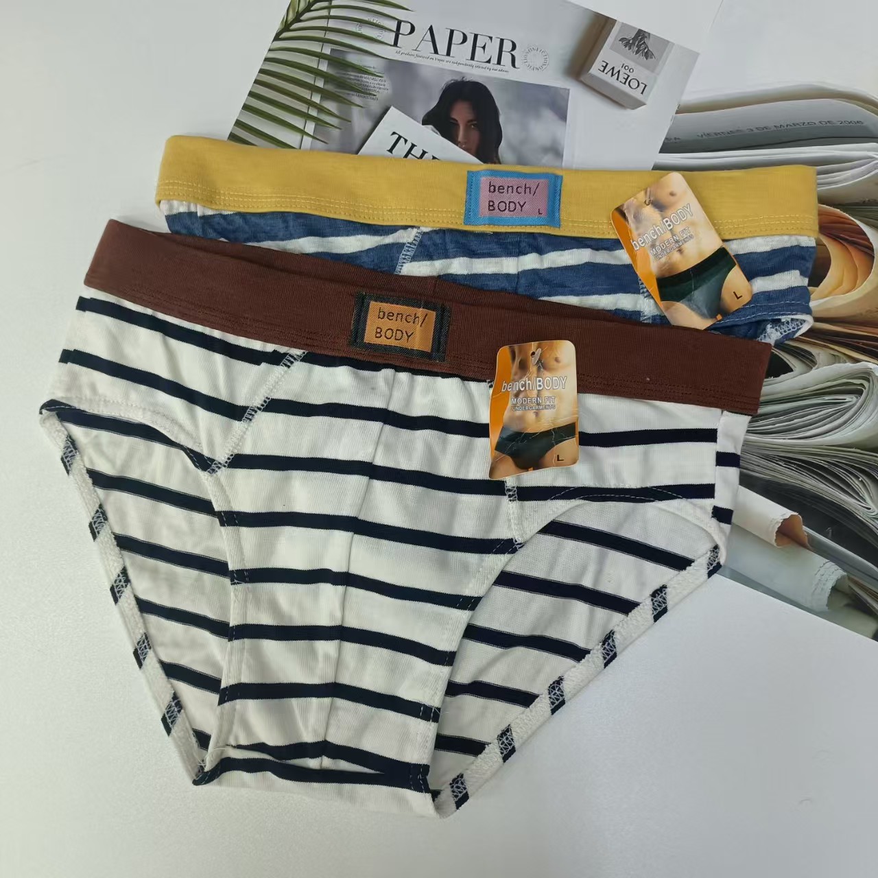 1679# Export of Middle East and Africa striped men's underwear, Men's briefs, Men's milk silk underwear, QNI Specification drawing