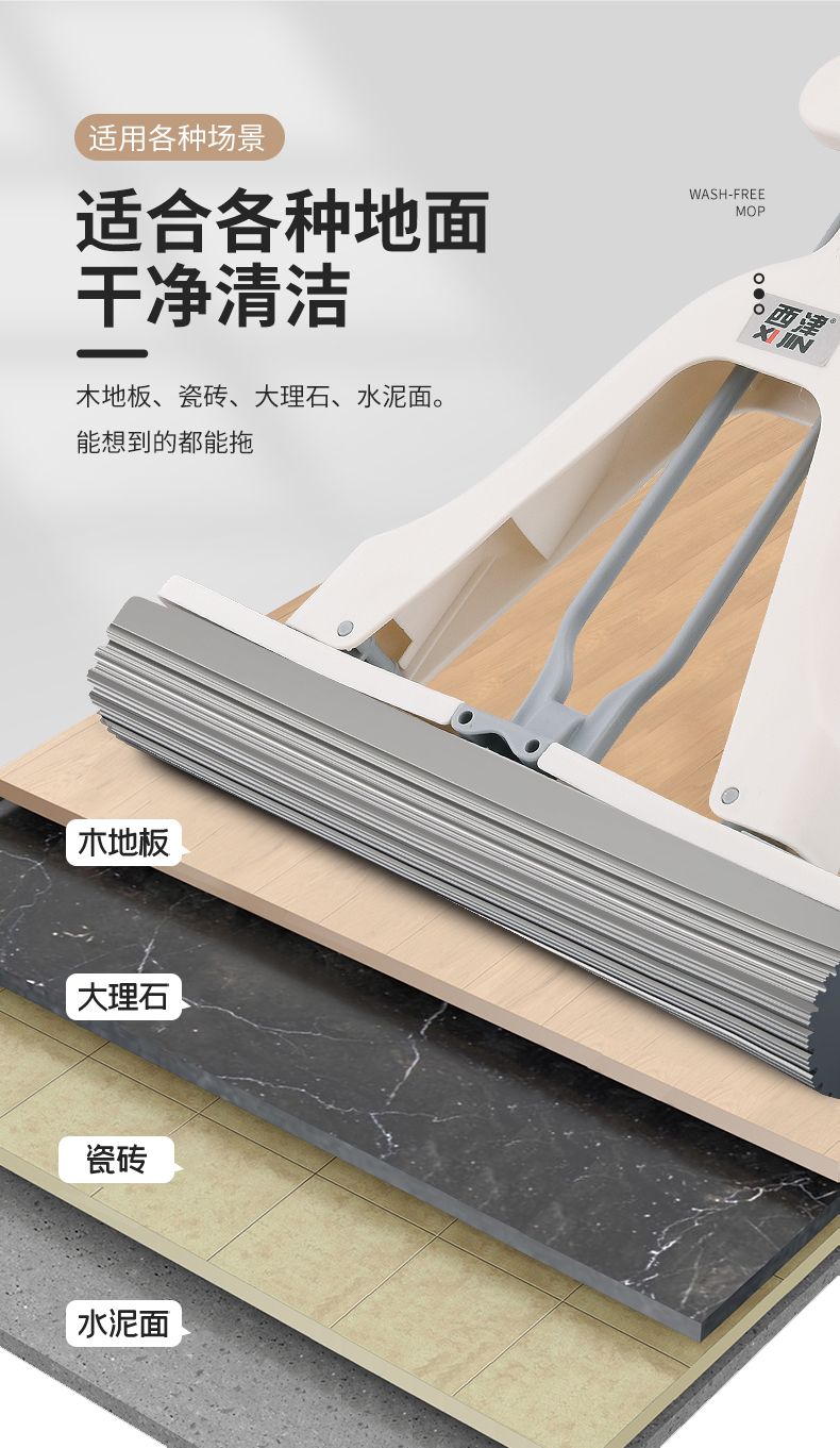 高效吸水对折胶棉拖把27cm详情6