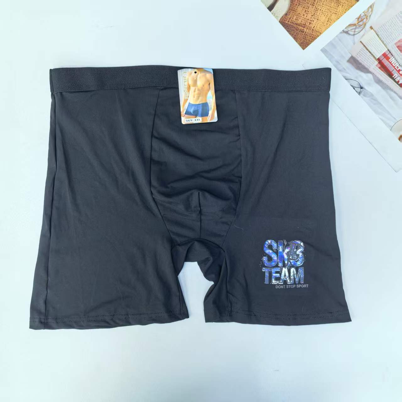 1618# Underwear for export, men's underwear, men's solid color printed briefs, fashionable and comfortable men's extended underwear, men's briefs, QNI Item Picture