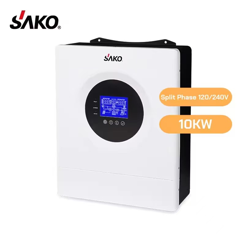 SAKO SUNSEE-AMERY 12/240V split-phase 10KW 48V pure sine wave 99.9% efficiency hybrid solar inverter