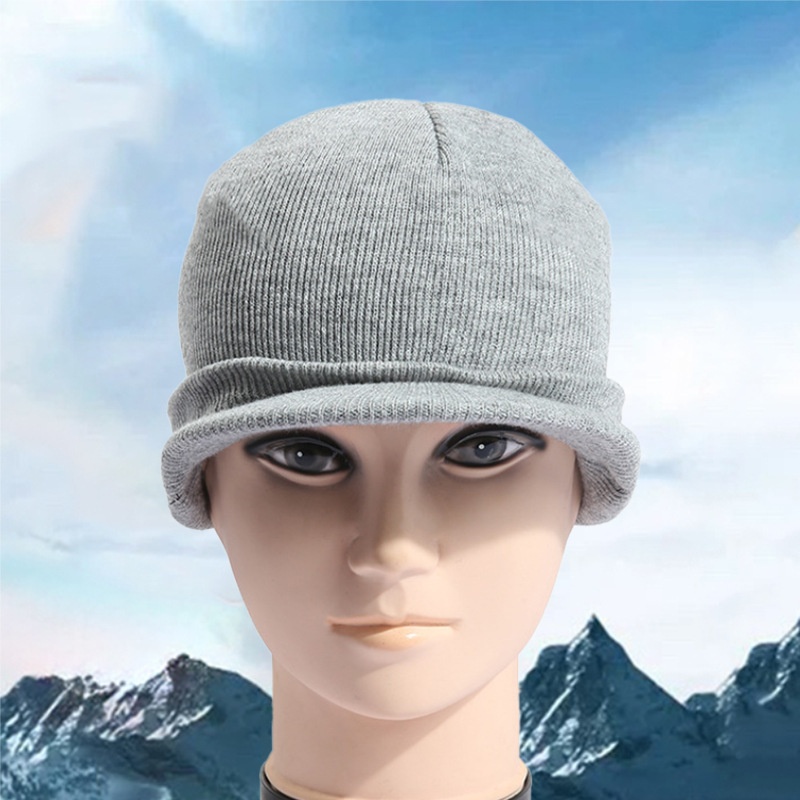 Grey knitted hat, woolen small hat, knitted woolen hat, straw hat accessories details Picture