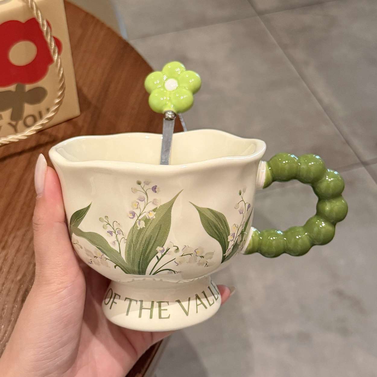 ins Wind chime Flower ceramic mug, high appearance level, highball cup, couple water cup, birthday gift 2026 new style cup details Picture
