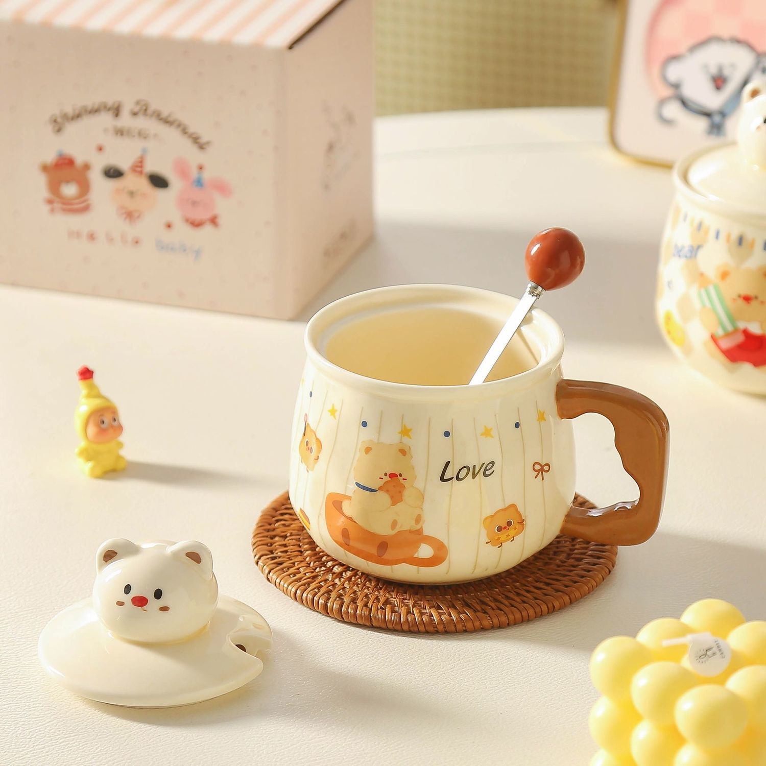 Play Bear Park Cup Beads, cartoon mugs, birthday gifts for girls, souvenirs, water cups, couple mugs, ceramic cups detail image 7