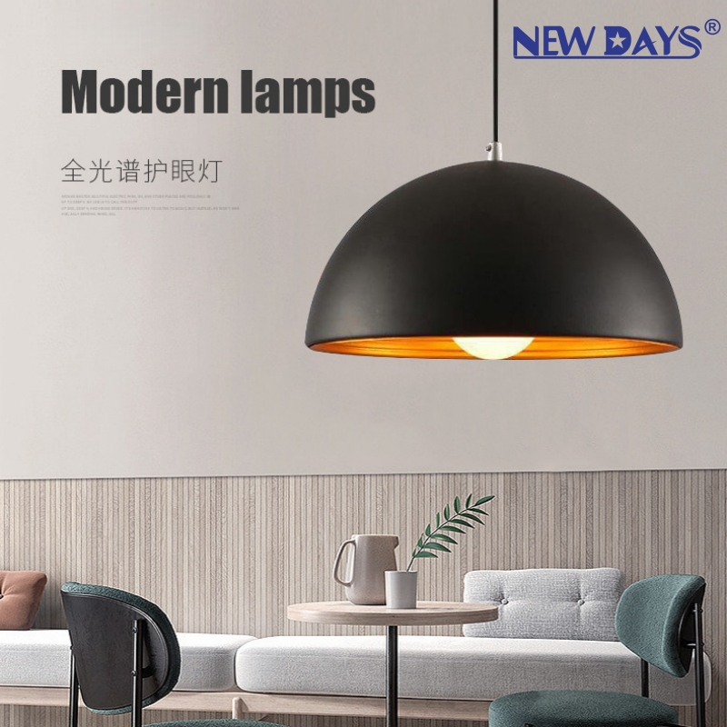 NEWDAYS brand cross-border led lighting fixtures, simple and creative semi-circular chandeliers, indoor aluminum lighting fixtures, black lampshades for living room and dining room lighting fixtures Specification image