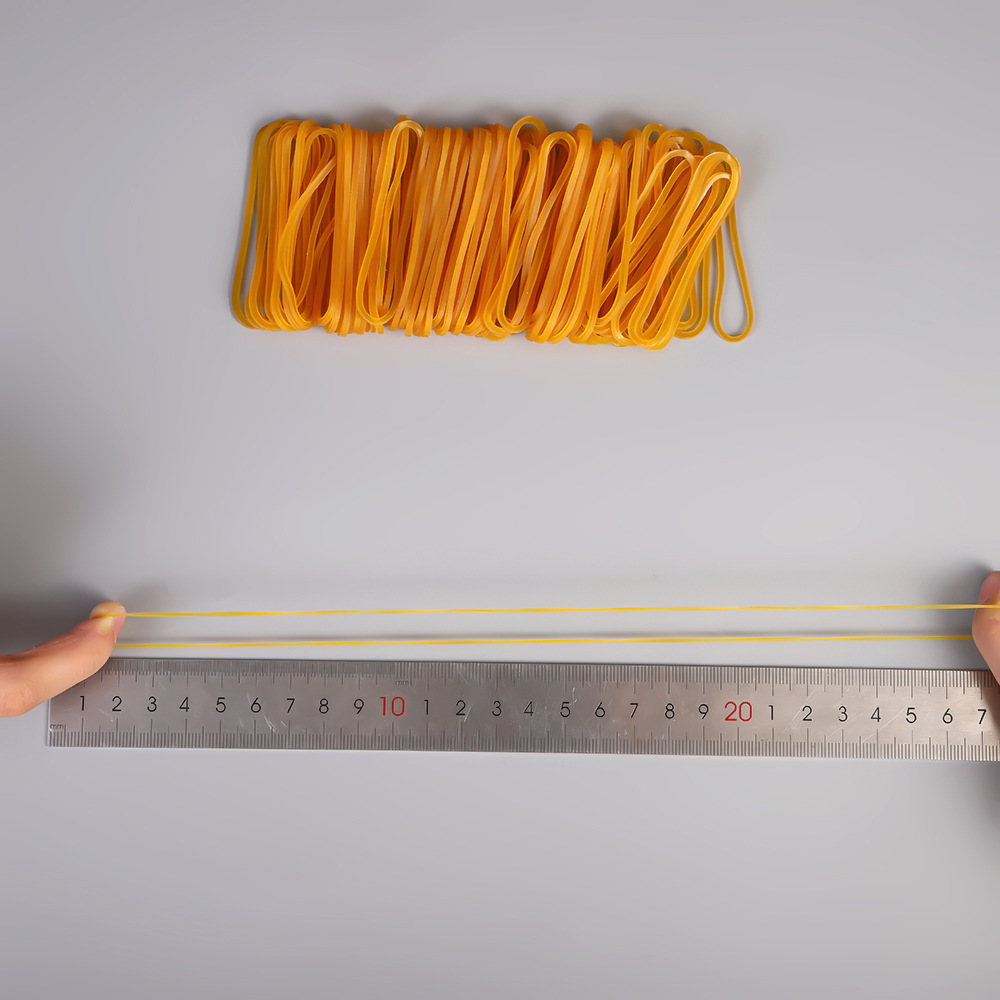 Wholesale of disposable yellow rubber bands from Vietnam, specifically designed for tying money and featuring continuous tensile strength Specification image