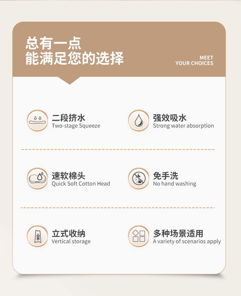 高效吸水对折胶棉拖把27cm详情2